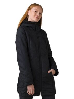 Prana Black Quilted Hooded Jacket